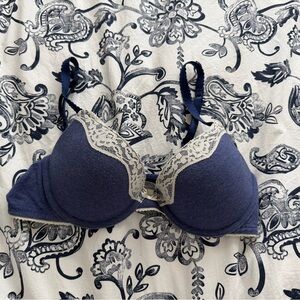 Aerie Navy Lace Trim Bra